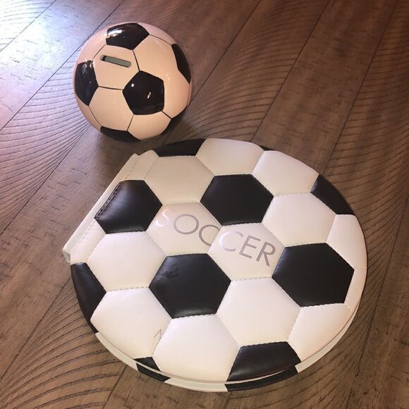 🥅 ⚽️ Soccer ⚽️ Set Vegan Leather Book with Pele Stars ⭐️ of Soccer Ball Bank 🏦 - Picture 4 of 17